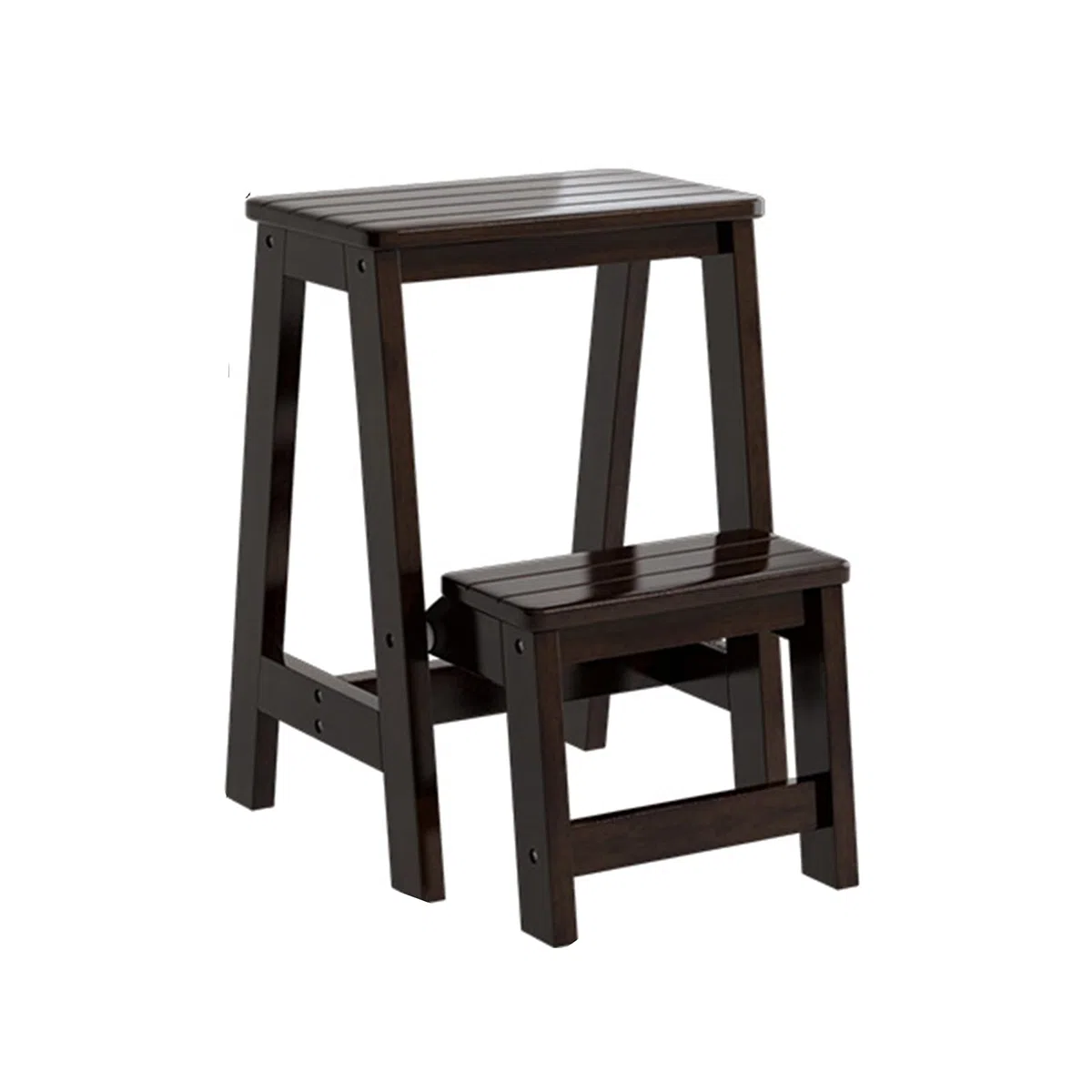 LUNEZY Taburete de escalón 2 en 1 Taburete de escalón Plegable Multifuncional portátil Taburete de Escalera de 2 peldaños de Madera Taburete de Escalera Multifuncional Silla de Banco Util